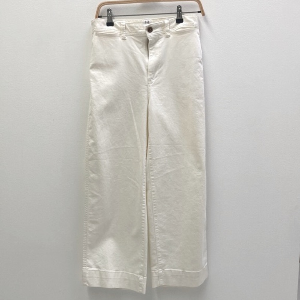 White Gap High Rise Wide Leg Cropped Jeans Size 6